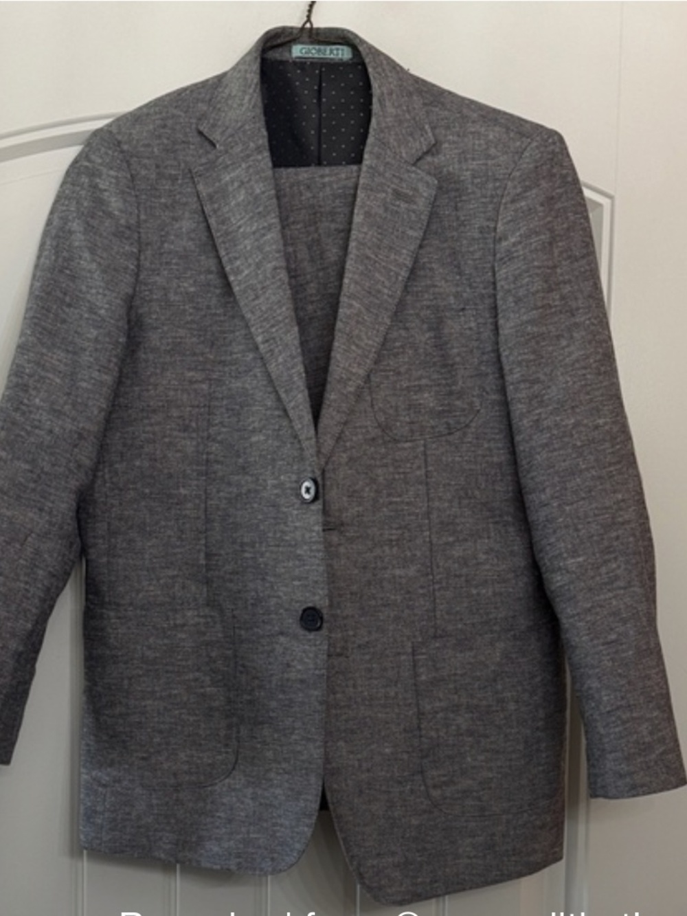 Gioberti Boys Size 14 Gray Linen Blazer Sport Coat | Elbow Patches
